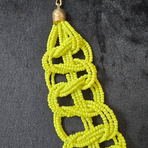 Womens Yellow Seeds Beaded Braided Choker Tribal Necklace with Lobster Clasp - Picture 5 of 6
